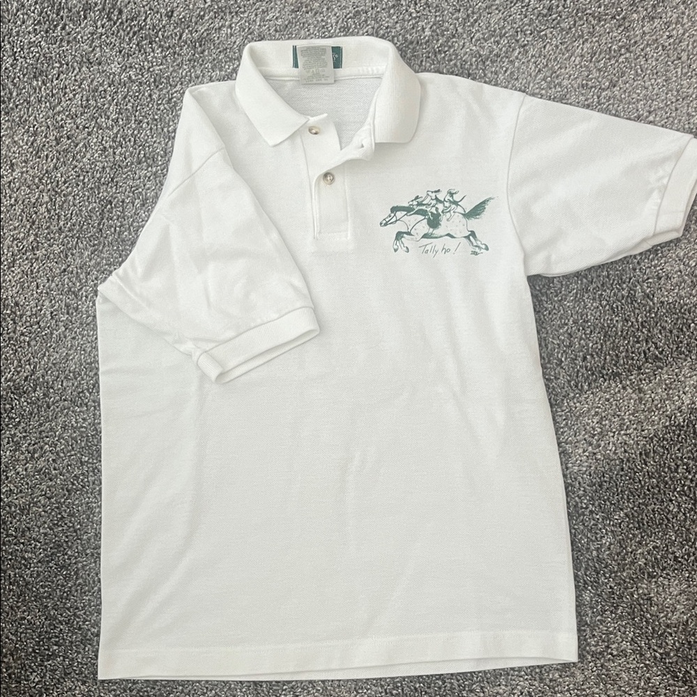 Classic White Polo Shirt with Green Embroidery